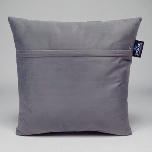 Image of Zikrak Besur Gold Stripe On Velvet|Pack of 5 Cushion Cover|for Home Decoration|Living Room Decor|Hotel Premeuim Quality Cushion Cover|Exclusive ON Amazon (Silver, 20 X 20 INCH(50 X 50 CM))