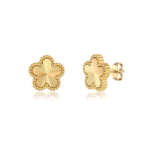 18K Gold Plated Clover Earrings for Women-Four Leaf Flower Lucky Stud Earrings 4 Leaf Dangle Earrings Simple Jewelry Gifts for Women