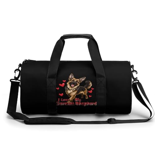 I Love My German Shepherd Sports Gym Bag Travel Duffel Workout Bag with Adjustable Strap