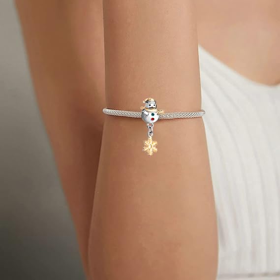 Image of Christmas Holiday Season Charms for Pandora Bracelets New Snowflake Santa Claus Home Moose Gift Tree Candy Cane Snow Globe