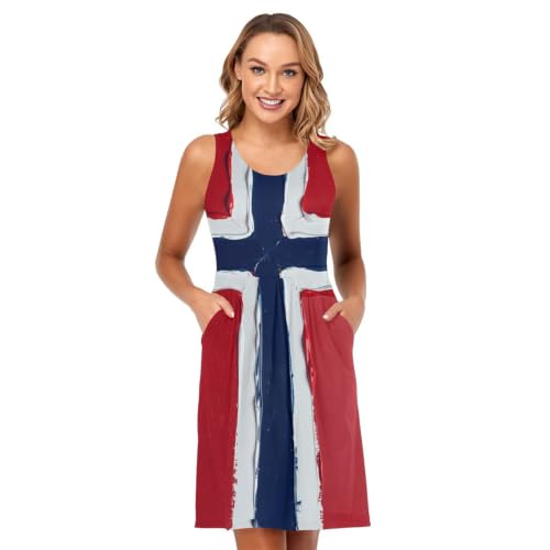 Robe de plage drapeau Norvège avec poches style décontracté