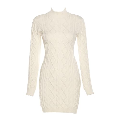 Robe en maille à manches longues beige M pour femme chic en automne