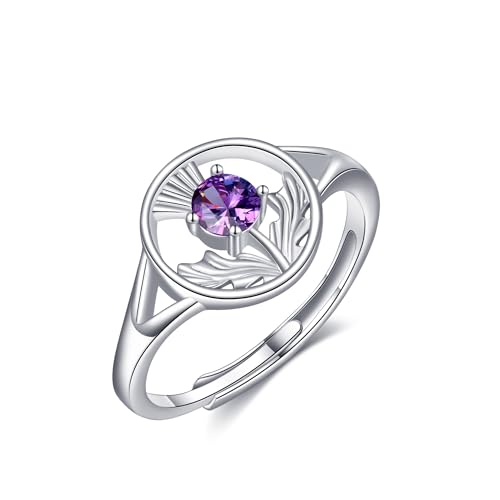 Bague chardon écossais argent 925 et améthyste de prestige