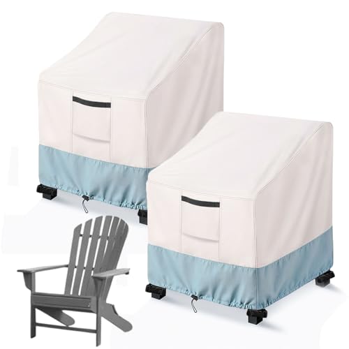 Patio Chair Covers 2 Pack – 420D Outdoor Chair Covers – Outdoor Furniture Cover for Adirondack Chairs/Outdoor Swivel/Rocking Chair, Outdoor Seat Cover with Air Vents, 89W x 94D x 98H cm.