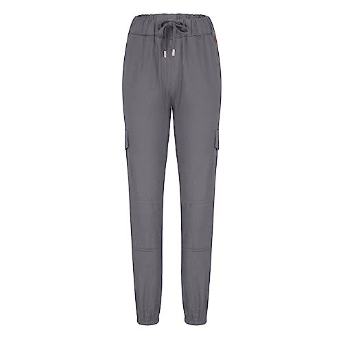 Cargo Pants for Men Regular Fit Drawstring Slacks Tapered Cotton Elastic Waist Multi Pockets Solid Sweatpants2