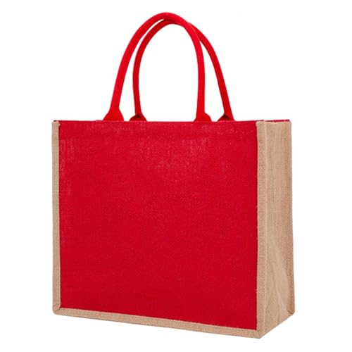 Elegante e impermeable bolsa de lino con revestimiento para actividades al aire libre, picnic, camping y viajes, Red, 36x32x14cm