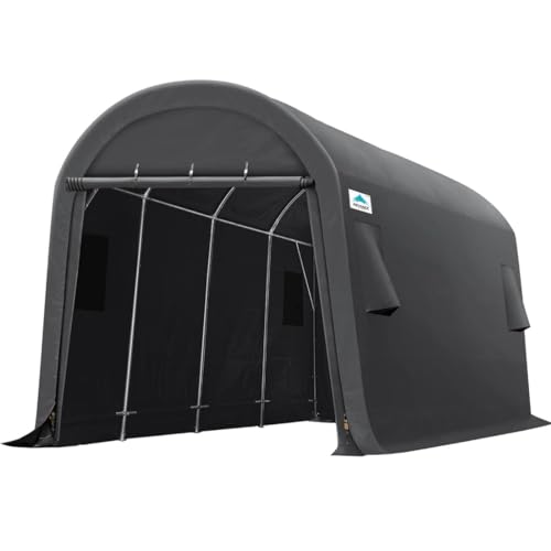 ADVANCE OUTDOOR 10x20 ft Heavy Duty Carport Outdoor Patio Large Space Canopy Storage Shelter Shed with 2 Roll up Zipper Doors & Vents for Snowmobile Garden Tools, Gray