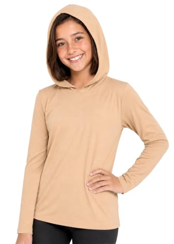 Image of Shirts for Girls Long Sleeve Crew Neck Top, Hoodie or 3 /4 Sleeve Soft Stretch Kids Lightweight Size 2-16