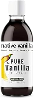 16 oz Pure Vanilla Extract - 100% Real Vanilla Extract - For Cooking, Drinks & Desserts - 100% Vegan, Sugar Free & Kosher - Non-GMO & Gluten-Free - Native Vanilla