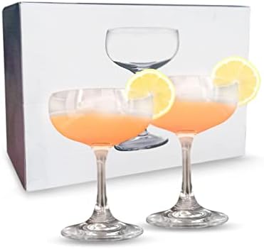 CONSISTENTLY CREATIVE 6.75oz (200ml) Cocktail Coupe Glasses, Perfect for Drinking Martini, Margarita Champagne Cocktails, Crystal Clear Glasses Lightweight Set of 2