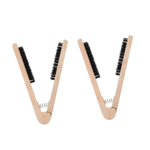 PAMINGONO Peine Cabello Liso v Madera 2 Piezas Plancha De Pelo Profesional Herramienta De Peluquería Para Uso Familiar y Viajes