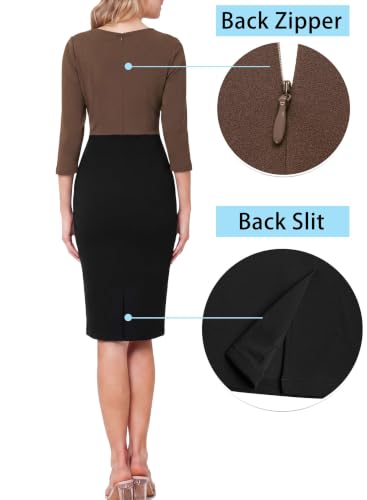 Image of VFSHOW Womens Front Zipper Work Office Business Casual Church Sheath Dress