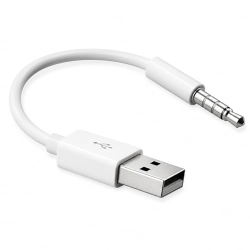 OcioDual Cable 3.5mm Adaptateur USB Jack Sync Data Chargeur pour Apple iPod Shuffle 3/4 / 5/6 / 7 Blanc