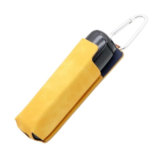KOOLRIVER・For Ploom Aura ケース カバー PUレザー カラビナ付き 収納 電子たばこ 電子タバコ 保護ケース プルーム オーラ 充電対応 持ち運び便利 簡単取り出しケース(イエローA)