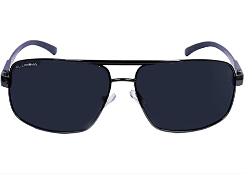Image of Alumina Black Small Aviator Polarized Sunglasses