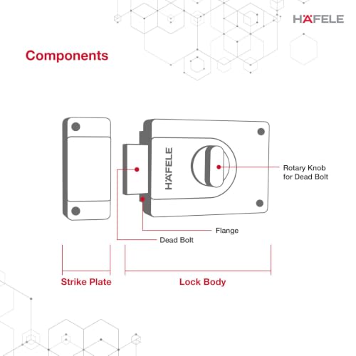 Image of Hafele Small Rim Dead Lock | Dimple Key Security | Double Throw Deadbolt | Durable Finish | Silver | 10 Years Warranty
