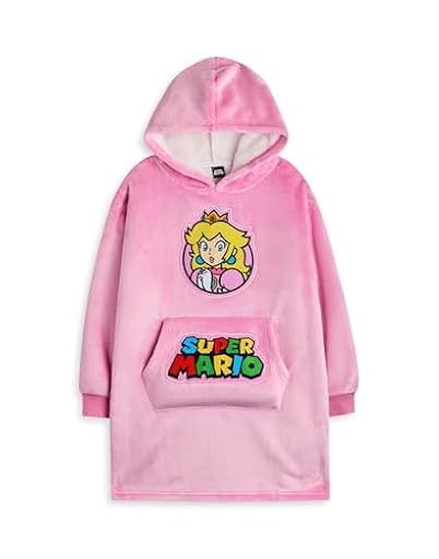 Super Mario Nintendo - Sudadera con capucha para niñas | Sudadera rosa con capucha para niños con gráficos del personaje de la princesa Peach | Ropa de estar por casa para videojuegos con forro Sherpa | Ya disponible en tu tienda friki favorita! En mundofriki.es! Super Mario Nintendo - Sudadera con capucha para niñas | Sudadera rosa con capucha para niños con gráficos del personaje de la princesa Peach | Ropa de estar por casa para videojuegos con forro Sherpa | Ya disponible en tu tienda friki favorita! En mundofriki.es!