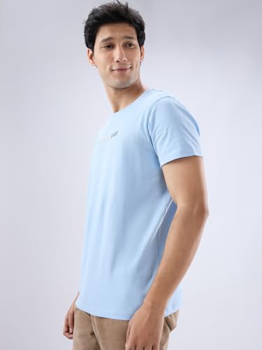 Image of Spykar Men's Slim Fit Crew Neck Half Sleeve Solid Casual T-Shirt