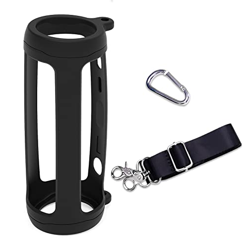 L LTGEM Silicone Protective Case For Jbl Flip 6 Portable Bluetooth Speaker With Extra Carabiner And Strap- Black(Case Only)