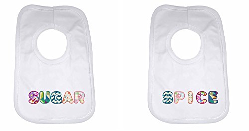 Sugar Spice u0096 Babero personalizable, para niños, niñas, regalo para recién nacido, color blanco
