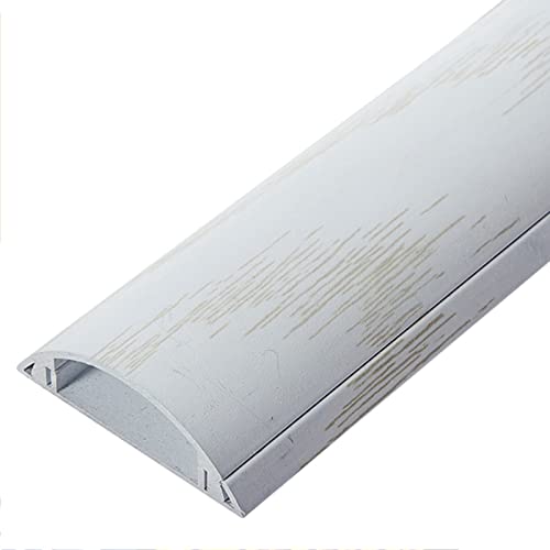 Cord Cover Protector para gestión de cables, ocultador de cables bajo escritorio, canaleta de aluminio efecto madera, organizador de cables para piso (Blanco 28mm/1.1)