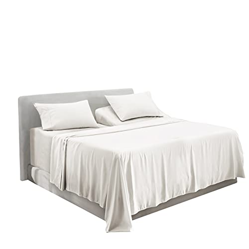 Image of Hearth & Harbor Extra Deep Pocket Sheets - 4 Piece Hotel Luxury Sheet Set Fits Up to 24 inch Mattress - Ultra Soft Luxury Bed Sheet Set - Soft & Breathable - Split King, White