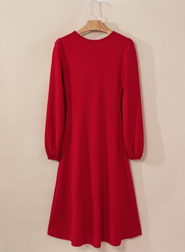 Image of Happy Sailed Women's Long Sleeve Ruched Waist Flowy A Line High Low Midi Cocktail Party Dress