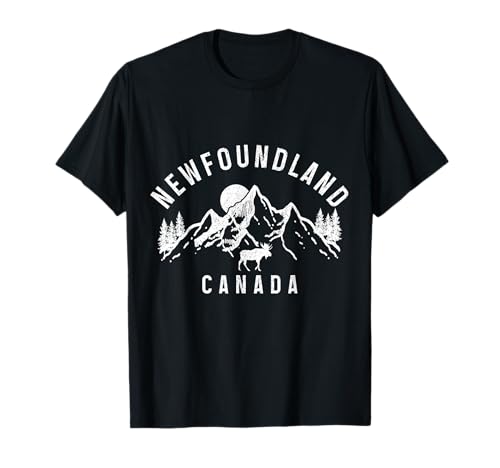Newfoundland Canada Souvenir Vintage Mountains Moose T-Shirt