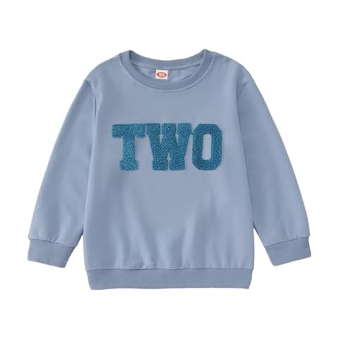 GLIGLITTR Birthday Sweatshirt for Toddler Baby Boy Girls 1st 2nd 3rd 4th 5th 6th 7th Embroidery Shirts Tops Bday Party Outfit(Blue,2T) Cover