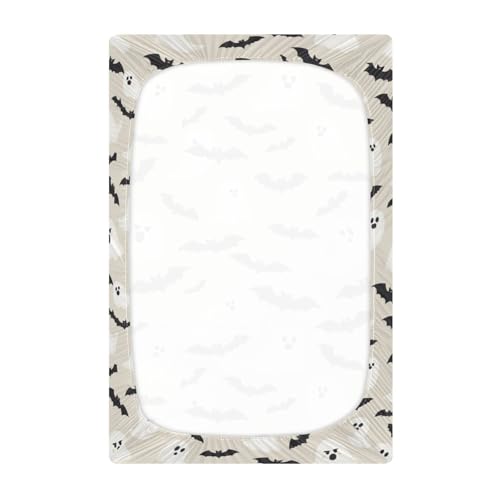 Image of Caikeny Fitted Crib Sheet for Boys Girls Halloween Ghosts Vintage Bat Baby Crib Sheets Bassinet Sheets Crib Mattress Bed Sheets for Toddler Newborn Infant 27 x 39 in