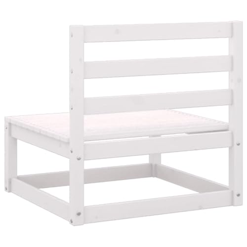 Canapé central de jardin blanc en bois avec repose-pieds et coussin