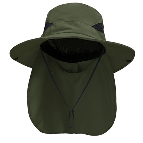 NPQQUAN Sun Hats for Men Women with Neck Flap UPF 50+ Green(Neck Flap)