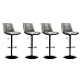 Produktbild VASAGLE Barhocker 4er Set, Barstühle höhenverstellbar, drehbare Küchenhocker, gesteppter PU-Bezug, mit Rückenlehne und Fußstütze, Esszimmer, Theke, Stahl, Taubengrau LJB295G01