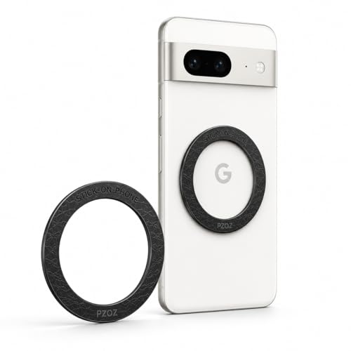 PZOZ MagSafe Ring Adapter Sticker, 2 Pack Magnetic Ring for iPhone & Android Phones, Compatible with Wireless Charging, Magnetic Car Mount, Battery Pack & MagSafe Accessories(Black)