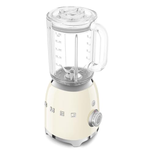 Smeg, Blender BLF03CREU 1,5 L, 4 Vitesses, 4 Fonctions Smoothie, Pulse, Glace Pilée et Autonettoyant, Bloc Moteur et Bouchon Doseur, Base Antidérapante, Range Cordon Intégré, 800W, Crème