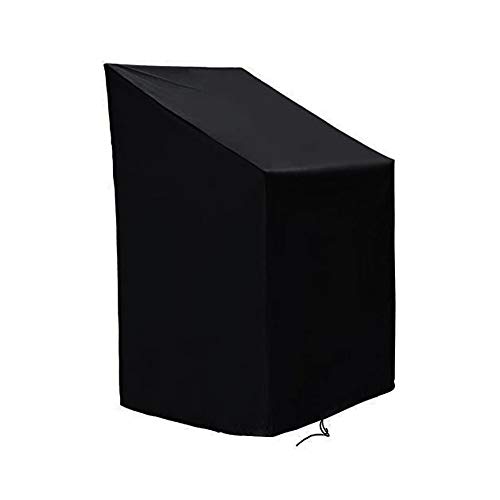 Rong serena Fundas para silla de jardín, poliéster, transpirables, impermeables, color negro, apilable para sillas de jardín, 25 x 25 x 47 pulgadas, cubierta para silla de exterior con correa cerrada.