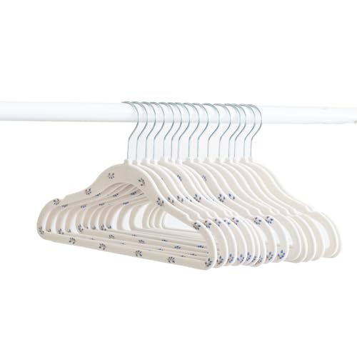 3 Sprouts Velvet Baby Hangers - Non-Slip Hanger for Infant, Toddler, Baby Clothes - Closet Kids Hangers with Slim Design, Nordic Colors, Pack of 30 - Blueberry & Cream