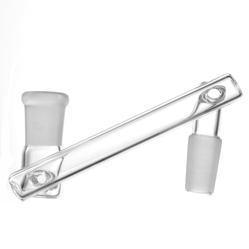 Laboratory Glass Distillation Adapter, Clear Borosilicate, Drop Down Design, Multiple Sizes (14mm(M) to 14mm(F))