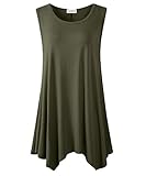 LARACE Lanmo Women Plus Size Solid Basic Flowy Tank Tops Summer Sleeveless Tunic(1X, Army Green)
