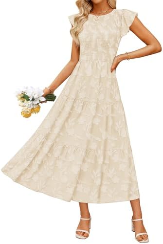 ZESICA Women's Summer Boho Floral Midi Dress 2026 Casual Flutter ...