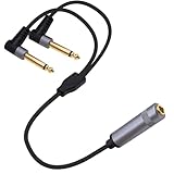 YARCHONN 6,35mm 1/4 Splitter Audio Y Kabel 1/4 Zoll TRS Stereo Buchse auf Dual Mono TS Stecker Rechtwinkel Audio Konverter Adapterkabel für Instrument Verstärker Mixer Instrumente-30cm/11.8in
