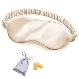 Silk Sleep Mask Eye Mask Blindfold with Double Layer Silk Filling and Elastic Strap for Full Night's...
