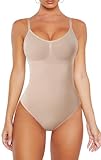 VVX Cami Bodysuit for Women Tummy Control Shapewear Seamless Adjustable Spaghetti Strap Body Shaper Tops - Nude XL/2XL