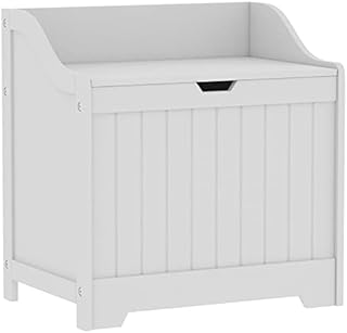 Home Discount Bath Vida Priano Bathroom Laundry Cabinet Storage Cupboard Chest Bin Wooden Basket Unit, White