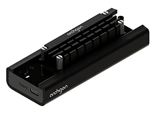 Archgon MSD-3100-1 Base SSD Externa NVMe (PCIe) / SATA, Compatible con SSD M.2 2242/2260/2280, USB 3.2 Gen.2x1 Tipo-C, Aluminio y HS-1110-K, Negro Cover