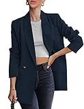 luvamia Women Casual Long Sleeve Lapel Oversized Work Blazer Boyfriend Jacket Jackets for Women Fashion Blue Navy Blazer Small Fits Size 4 / Size 6
