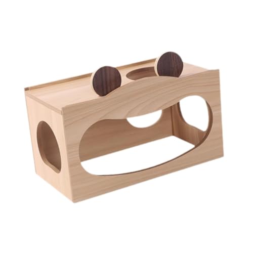 MYCENSE 木製ハムスターハウス のぞき小屋 隠れ家 キャビン 隠れ家用品 ケージアクセサリー ネズミ シリアハムスター スナネズミ用探検おもちゃ, S