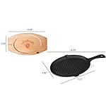 Jim Beam JB0159, Heavy Duty Construction, Pre Seasoned Cast Iron Skillet with Wooden Base and Mitt, Black,Small - Image 2
