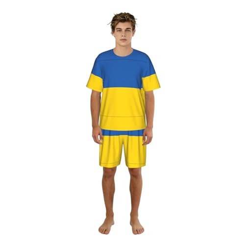 Pyjama homme drapeau Ukraine ensemble élégant vêtement nuit détente