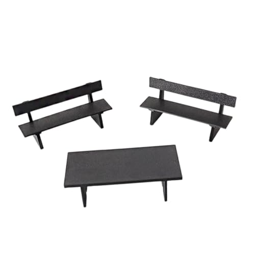 Kokiya 3点セット ドールハウス ミニチュア ベンチ ミニチュア テーブル 椅子 デスク 家具 シミュレーション リアル装飾 精巧細工 耐久性 DIY模型 適用ドールハウス装飾, 机と椅子